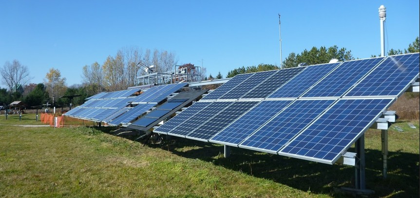 Solar panel array at the Kortright Centre research site